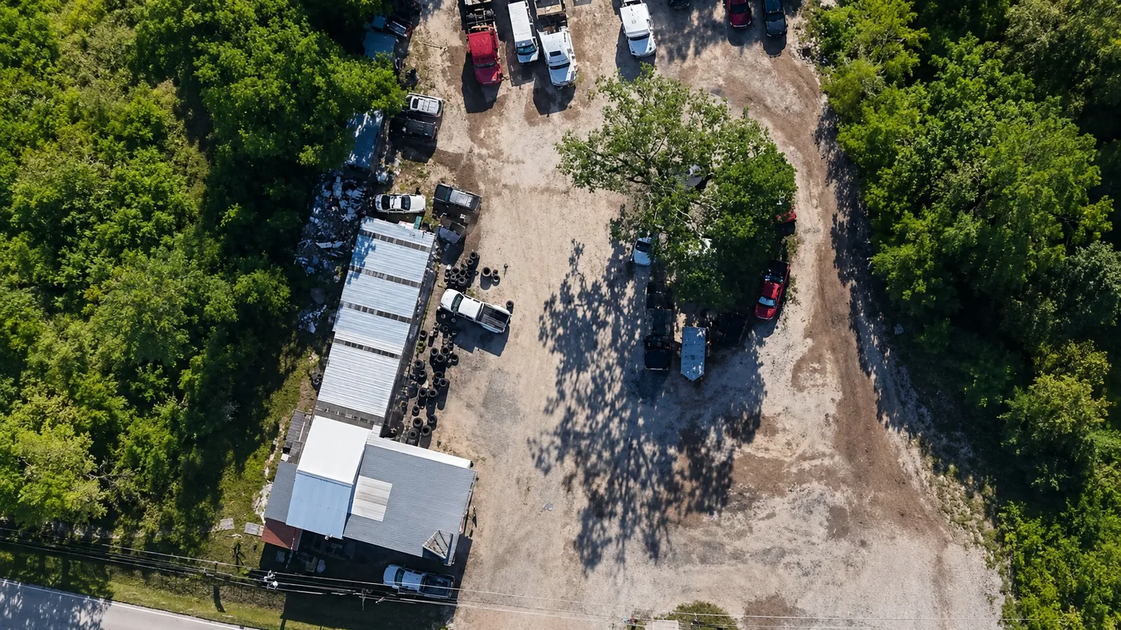 Aerial view of Prosise Tire Services yard
